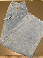 Lee Dungarees Carpenter Jeans Men Actual 32-33 Lt Wash Blue Denim Utility Work picture