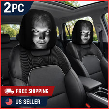 2Pcs Halloween Horror Face Printing Car Headrest Covers Universal Elastic Car Se picture