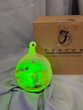 Fenton 1804 LO French Opalescent Winter Aura Ornament NIB Uranium C Mackey picture