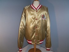 San Francisco 49ers Vintage 1990 Chalk Line SATIN Gold NFL Jacket USA Men's XL picture