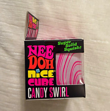 Schylling Nee Doh Nice Cube Candy Swirl Squish Squeeze Toy Pink White picture