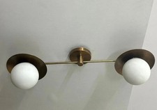 Antique Mid Century Modern Raw Brass 2 Light Sputnik Pendant Chandelier Ceiling picture