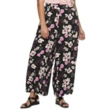 New $59.50 AMERICAN RAG CIE Designers Women Flowered Flair Pants Plus - Size: 1X picture