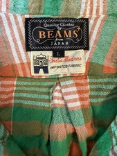 Beams of Japan Indian Madras Popover Size Large Long Sleeve Shirt Men's Plaid picture