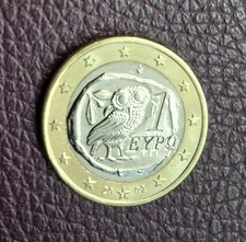 2002 Greece 1 Euro Owl Design Bimetallic Coin. Valuable For Collection  picture