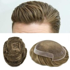 French Lace Front Mens Toupee Poly Skin Hairpieces Human Hair Replacement System picture