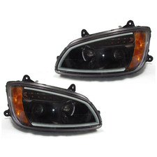 Fortpro Black Projector Headlights w/LED Bar & Signal For Kenworth T660 - 2008-2 picture