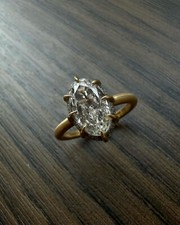 Antique Oval Moissanite 8 Prong Vintage Inspired Modern Pave Basket Wedding Ring picture