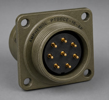 Amphenol PT00CE-16-8P 8-Pin MIL-Spec Flange Receptacle Gold Crimp Caps NOS picture