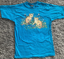 Vintage Cute Kitten Cat Butterfly Flowers Shirt New Unisex S-4XL picture