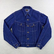 Vintage Lee Riders Denim Trucker Jacket Made in USA Blue Dark Wash Mens picture