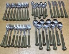 VTG Denby England Flatware Stone & Steel Regency Green 37 Piece Fork Spoon Knife picture