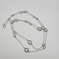 JTV Bella Luce Sterling Silver Bezel Set Station Necklace ~ 36