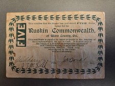 RUSKIN COMMONWEALTH SCRIP Very, rare five hour denomination picture