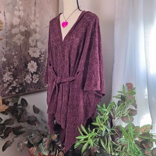 Torrid Kimono Wrap Plum Burgundy Geometric Lace Tie Waist One Size 42540296 picture