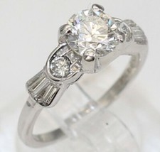 GIA Certified Estate Platinum Round Diamond Engagement Ring 1.71 tcw Size 4.5 picture