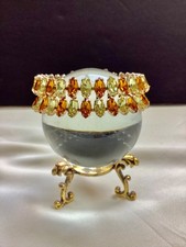 Vintage Kramer of New York Gold and Cyrstal Rhinestone Navette Cut Bracelet picture