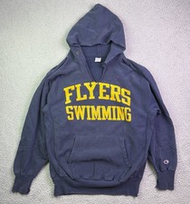 VTG Champion Reverse Weave Hoodie Mens 2XL Blue 80s 90s Flyers Swimming Back USA picture