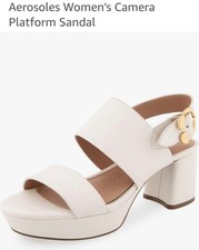 Aerosoles Camera Platform Sandal Eggshell Leather Women's Size 8.5 - New  picture