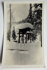 Vintage RPPC Anchorage Alaska Trapper Cache Elevated Hunting Cabin Postcard Snow picture