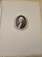 Antique GEORGE WASHINGTON Engraving Print Historical Portrait Unframed Art picture