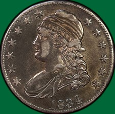 1834 LD SL Capped Bust Half Dollar Almost Uncirculated AU Coin #43130 picture