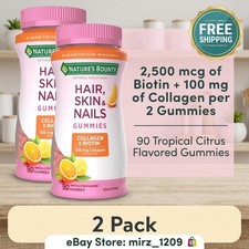 (2 PACK)Nature's Bounty Hair Skin and Nails, Collagen and Biotin, Gummies,90 CT. picture