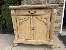 Ornate Gold Classical Accent Cabinet Marble Look Top 36in Local Pickup picture