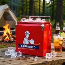 Portable 14Qt Metal Cooler Box for Car Road Trip Small Red Retro Ice Chest 13L picture