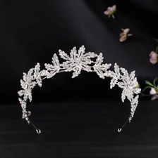 Vintage silver Crown Tiara real metal gift birthday diadem birthday bridal picture