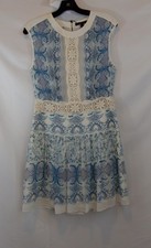 NWT BCBGMaxAzria Women's Aymeline Mixed Print Dress Blue Size 6 picture