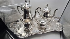 Vintage Leonard Silverplate 5-Pc Coffee Tea Set w/ Large Tray – Polished picture