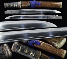 Japanese Samurai Sword Antique Tanto Lacquered Scabbard Mumei (Unsigned) 7.36 in picture