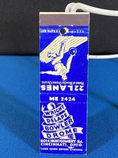 Wright Delape Bowler Drome Bowling Alley Cincinnati Ohio VTG Matchbook Cover L#1 picture
