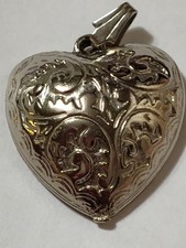 Vintage Fillagree Heart Silver Medieval Viking Pendant Jewelry Chain included  picture