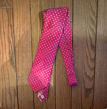 Burberry Men's Red Silk Geometric Pattern Tie Necktie 1 Piece picture