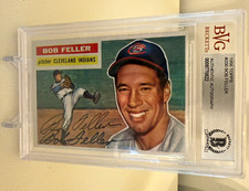 1956 Topps #200 Bob Feller Authentic Autograph Auto HOF BVG Vintage Indians picture