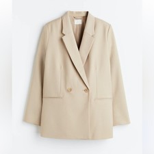 H&M Classic double-breasted Beige Women's Blazer size M picture