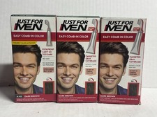 3 Pack Just for Men EASY COMB IN haircolor Autostop A-45 DARK BROWN nib picture
