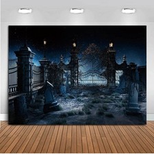 Halloween Ghost Castle Theme Photography Backdrop 5x3ft Night One Size, Clear picture