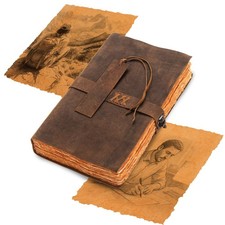 Vintage Leather Journal, 200 Thick Pages, Antique Chronicle Notebook picture