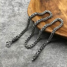 Real S925 Sterling Silver Dragon Head Dragon Scale Chain Men's Necklace 24inch picture