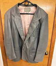 Vintage 70s Pieles Pitic Handcrafted Grey Leather Blazer Jacket Size 40 picture