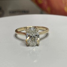 IGI 2.00Ct Oval Cut E-F VVS Lab Grown Diamond Ring 14K Yellow Gold Women's picture
