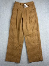 Madewell High Rise Rosedale Pants Womens 2 Brown Wool Stripe Straight Dress Work picture