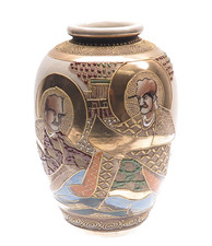 Antique Late XIX Gold-Painted Storyteller Collectable Japanese Satsuma Vase picture