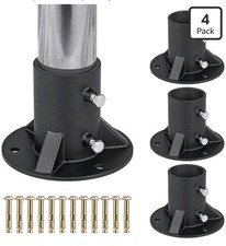4 Pack 2.5 inch Round Post Base Steel Flange For Fence Mailbox Fits 2-3/8
