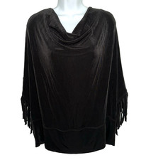 New NWT CHICOS Size Medium Large M/L Phoebe Top Pullover Fringe Poncho Brown picture
