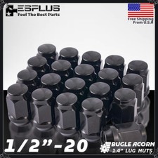 24 Pc Dodge Universal Acorn Lug Nut 1/2-20 Black 1.4