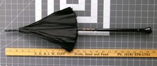 Antique Mini Parasol Black Silk Carved Wood Marquise Tilt Top Victorian Mourning picture
